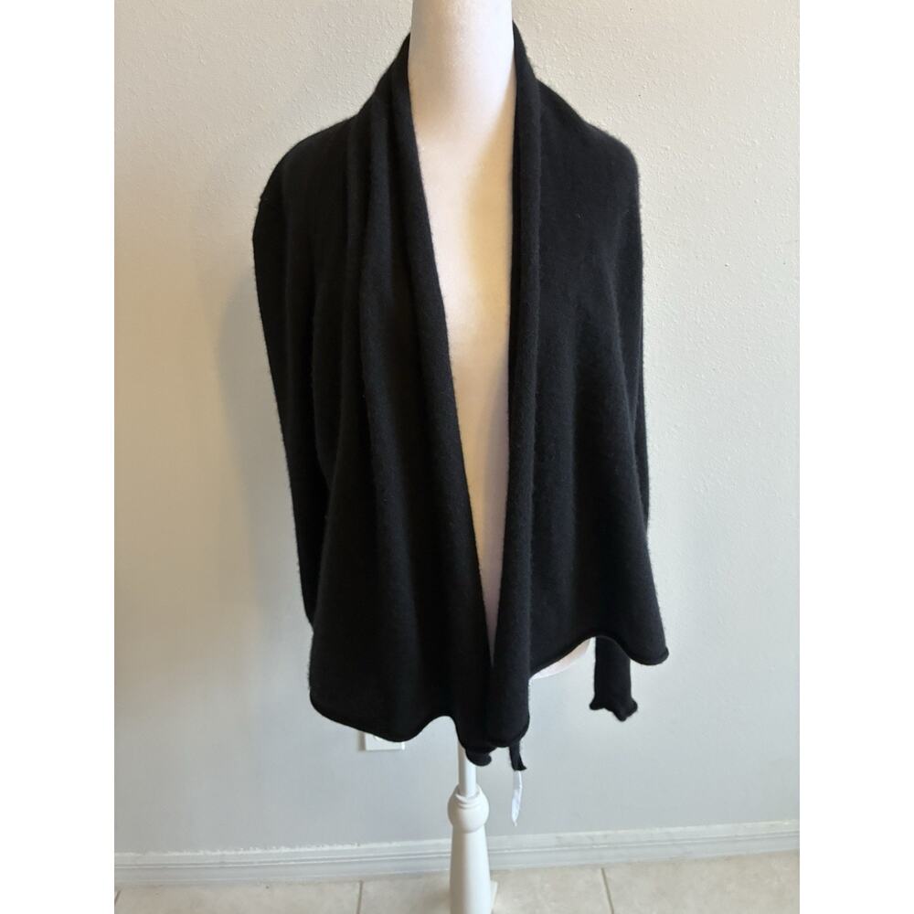 Aqua Cashmere Black Cardigan Sweater S Open Quiet Luxury Minimalist Lagenlook - Picture 10 of 11